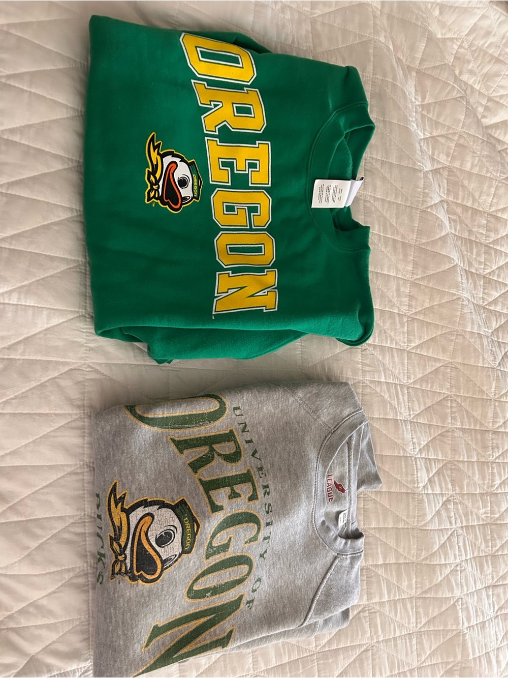 Oregon Ducks Green & Gray Crewneck Sweatshirt Duo